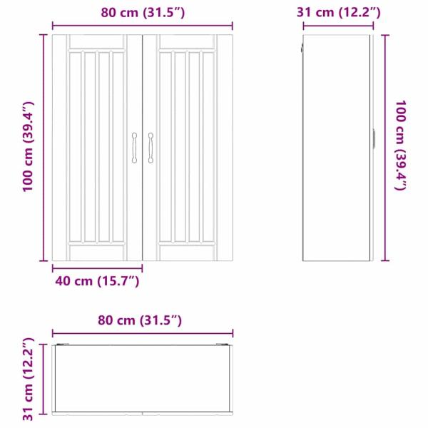 Küchenhängeschrank Beton Grau 80 x 31 x 100 cm Holzwerkstoff