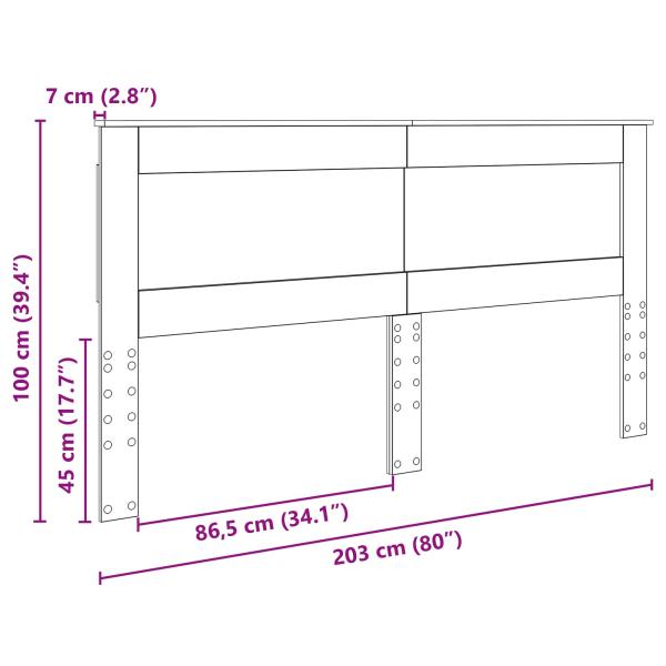 Kopfteil mit Kopfteil Geräucherte Eiche 200 cm Holzwerkstoff