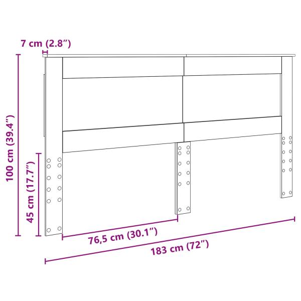 Kopfteil mit Kopfteil Schwarz Eichen-Optik 180 cm Holzwerkstoff