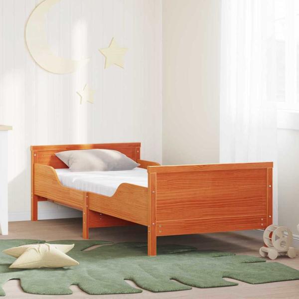 ARDEBO.de - Bettgestell Wachsbraun 80 x 200 cm Massivholz Kiefer
