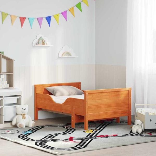 Bettgestell mit Matratze mit Kopfteil Wachsbraun 80 x 200 cm