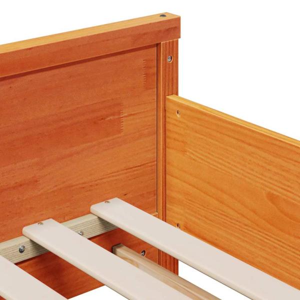 Bettgestell mit Matratze mit Kopfteil Wachsbraun 80 x 200 cm