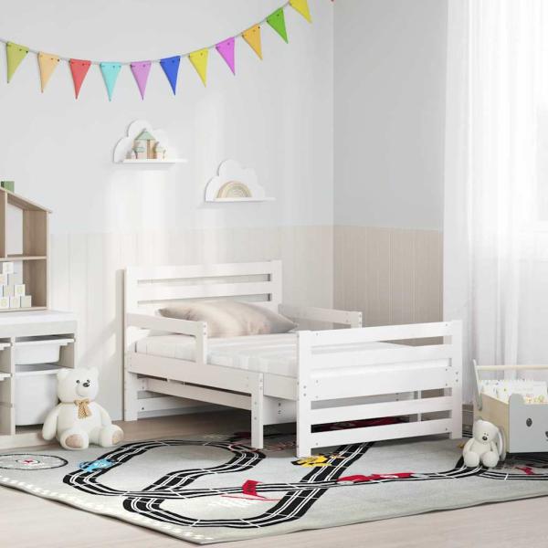 Bettgestell mit Matratze mit Kopfteil Weiß 80 x 200 cm