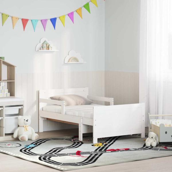 Bettgestell mit Matratze mit Kopfteil Weiß 80 x 200 cm