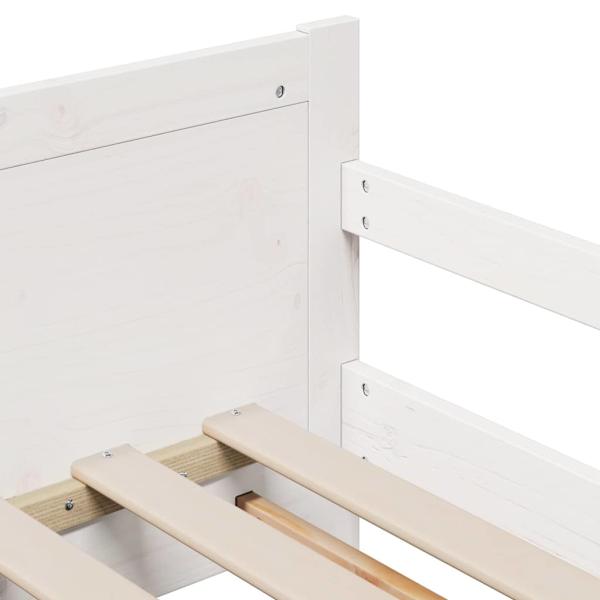 Bettgestell mit Matratze mit Kopfteil Weiß 80 x 200 cm