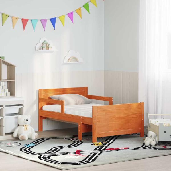 Bettgestell mit Matratze mit Kopfteil Wachsbraun 80 x 200 cm