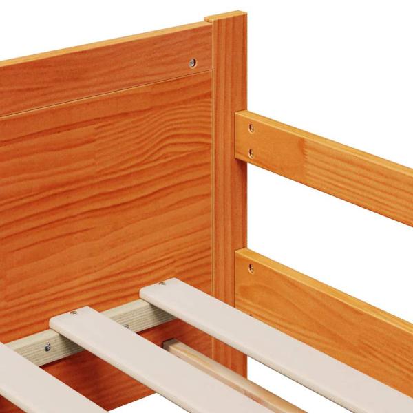 Bettgestell mit Matratze mit Kopfteil Wachsbraun 80 x 200 cm