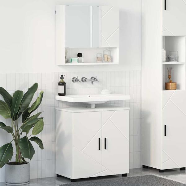 ARDEBO.de - Badezimmermöbel Set 2 pcs Weiß 61 x 35 x 64 cm Holzwerkstoff