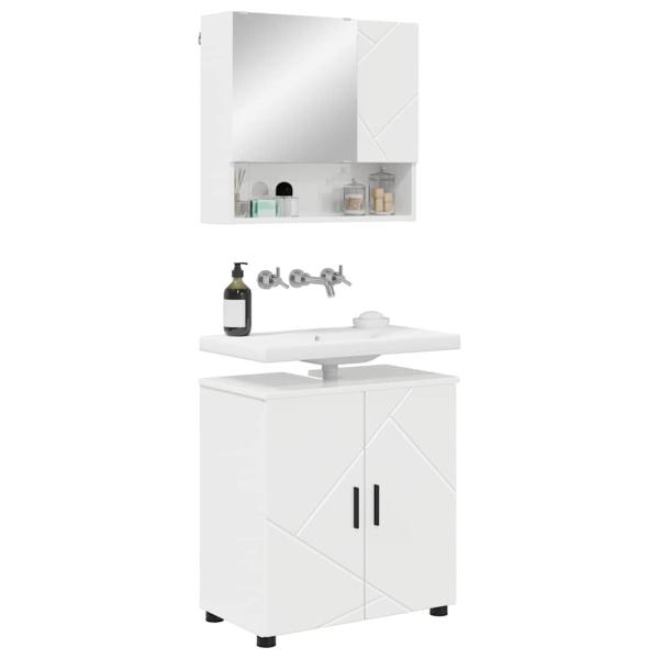 Badezimmermöbel Set 2 pcs Hochglanz-Weiß 61 x 35 x 64 cm