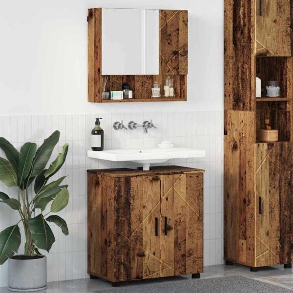 ARDEBO.de - Badezimmermöbel Set 2 pcs Altholz 61 x 35 x 64 cm Holzwerkstoff
