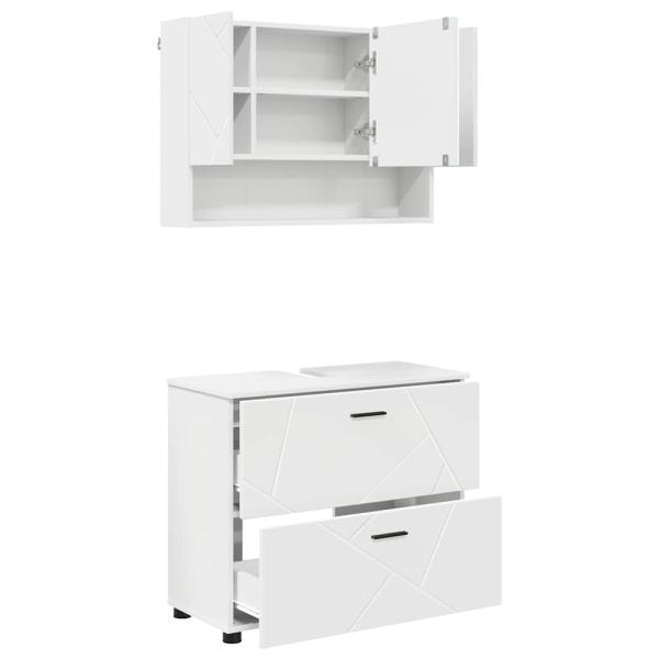 Badezimmermöbel Set 2 pcs Weiß 76,5 x 35 x 64 cm Holzwerkstoff