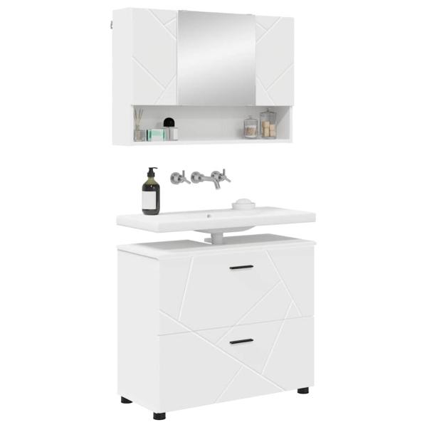 Badezimmermöbel Set 2 pcs Weiß 76,5 x 35 x 64 cm Holzwerkstoff