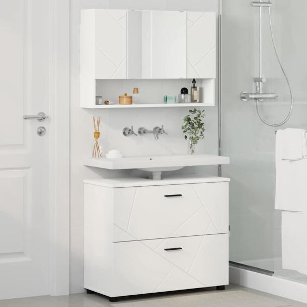 Badezimmermöbel Set 2 pcs Weiß 76,5 x 35 x 64 cm Holzwerkstoff
