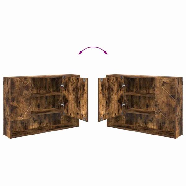 Badezimmermöbel Set 3 pcs Räuchereiche 76,5 x 35 x 64 cm