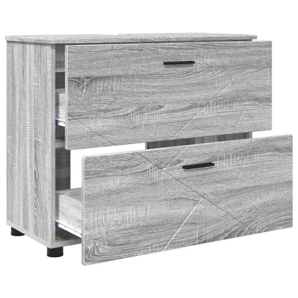Badezimmermöbel Set mit Tür 3 pcs Grau Sonoma 76,5 x 35 x 64 cm