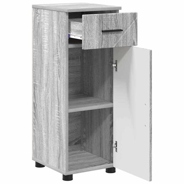 Badezimmermöbel Set mit Tür 3 pcs Grau Sonoma 76,5 x 35 x 64 cm