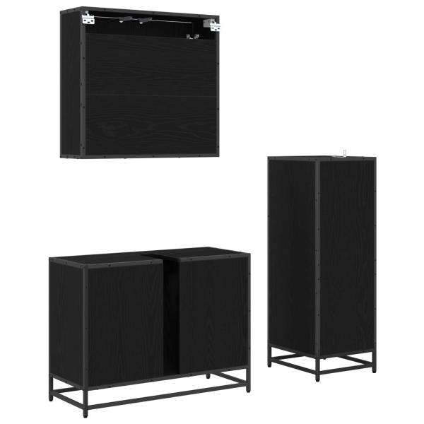 Badezimmermöbel Set 3 pcs Schwarz Eichen-Optik 80 x 33 x 60 cm