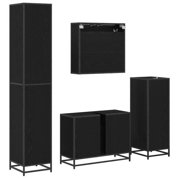 Badezimmermöbel Set 4 pcs Schwarz Eichen-Optik 80 x 33 x 60 cm