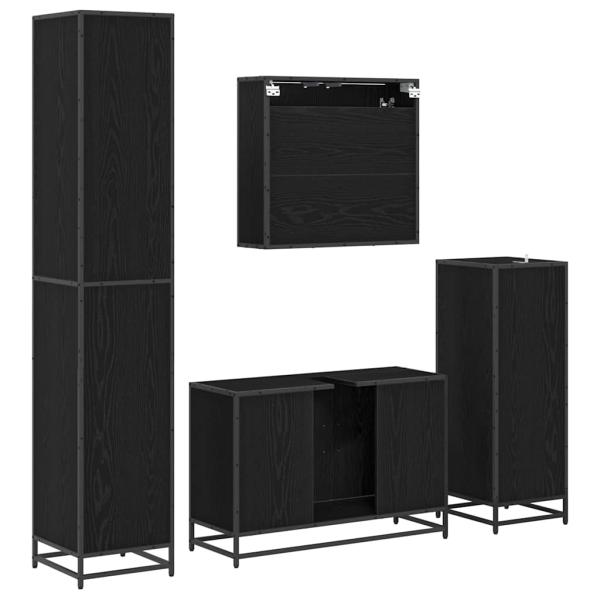 Badezimmermöbel Set 4 pcs Schwarz Eichen-Optik 90 x 33 x 60 cm
