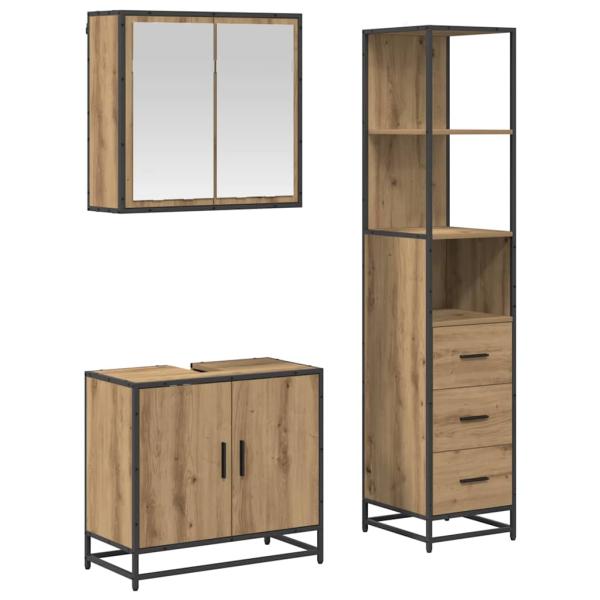 Badezimmermöbel Set mit Tür 3 pcs Artisan-Eiche 65 x 33 x 60 cm