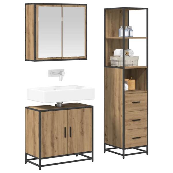 Badezimmermöbel Set mit Tür 3 pcs Artisan-Eiche 65 x 33 x 60 cm