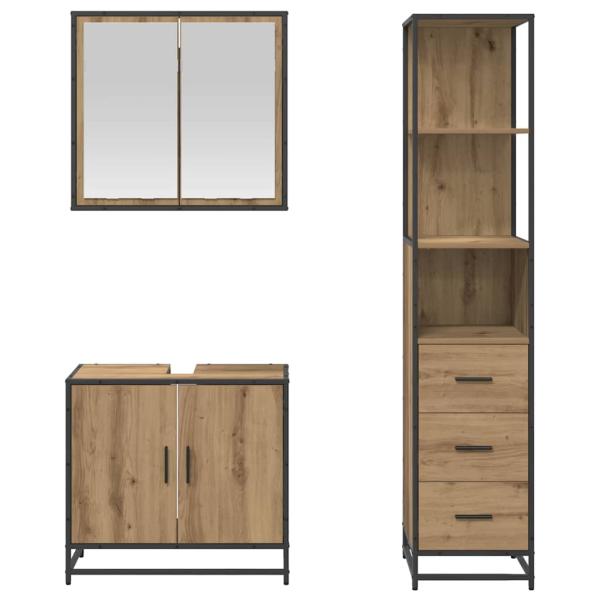 Badezimmermöbel Set mit Tür 3 pcs Artisan-Eiche 65 x 33 x 60 cm
