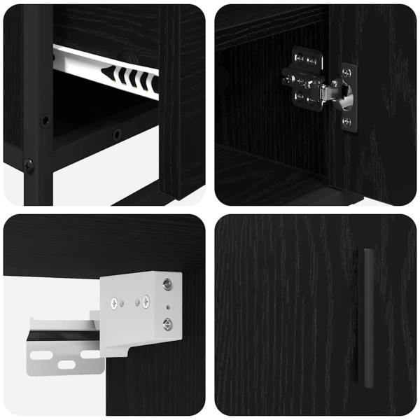 Badezimmermöbel Set 3 pcs Schwarz Eichen-Optik 65 x 33 x 60 cm