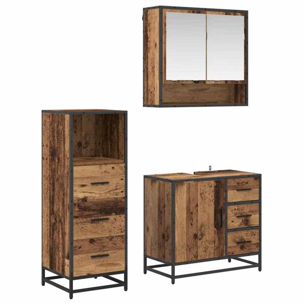 ARDEBO.de - Badezimmermöbel Set 3 pcs Altholz 65 x 33 x 60 cm Holzwerkstoff