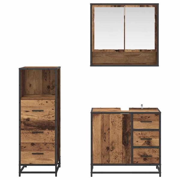 Badezimmermöbel Set 3 pcs Altholz 65 x 33 x 60 cm Holzwerkstoff