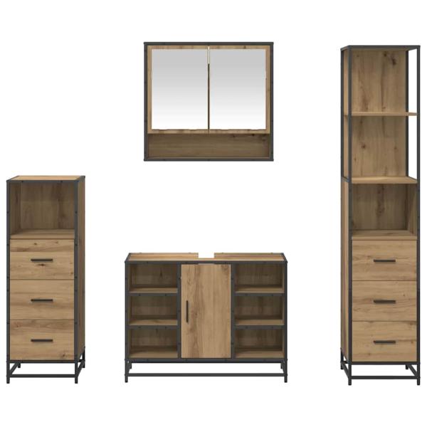 Badezimmermöbel Set mit Tür 4 pcs Artisan-Eiche 80 x 33 x 60 cm