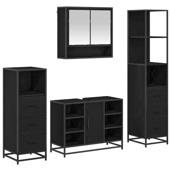 Badezimmermöbel Set 4 pcs Schwarz Eichen-Optik 80 x 33 x 60 cm
