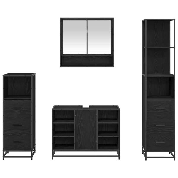 Badezimmermöbel Set 4 pcs Schwarz Eichen-Optik 80 x 33 x 60 cm