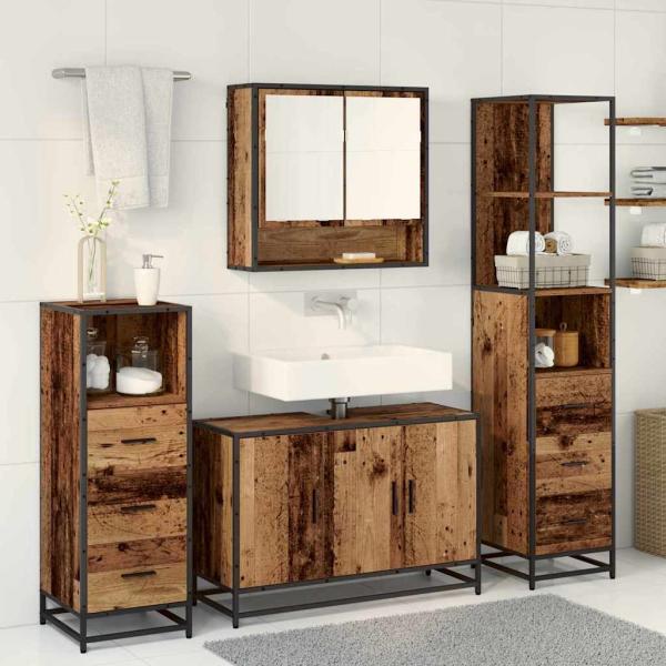 Badezimmermöbel Set 4 pcs Altholz 90 x 33 x 60 cm Holzwerkstoff