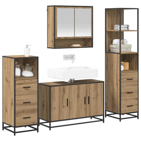 Badezimmermöbel Set mit Tür 4 pcs Artisan-Eiche 90 x 33 x 60 cm