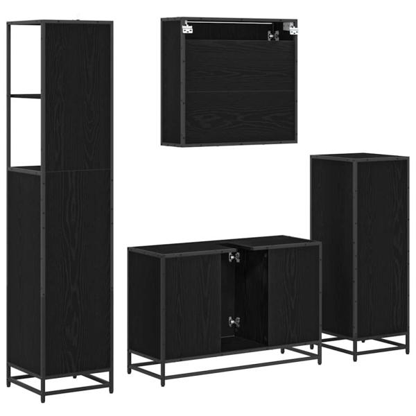 Badezimmermöbel Set 4 pcs Schwarz Eichen-Optik 90 x 33 x 60 cm