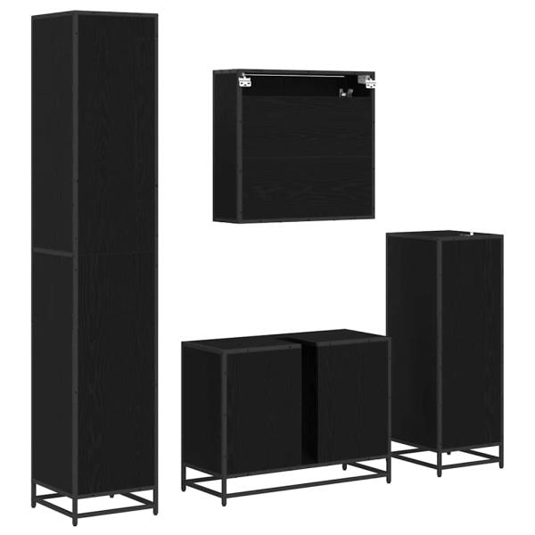 Badezimmermöbel Set 4 pcs Schwarze Eiche 80 x 33 x 60 cm