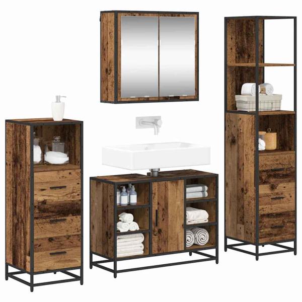 Badezimmermöbel Set 4 pcs Altholz 80 x 33 x 60 cm Holzwerkstoff