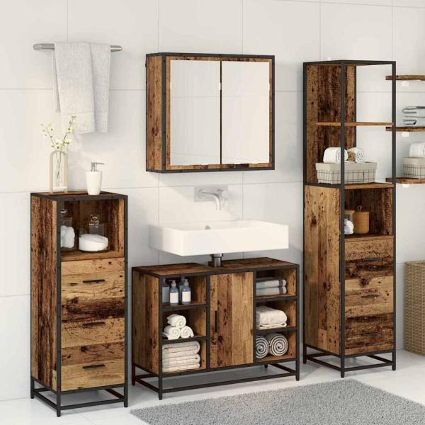 Badezimmermöbel Set 4 pcs Altholz 80 x 33 x 60 cm Holzwerkstoff