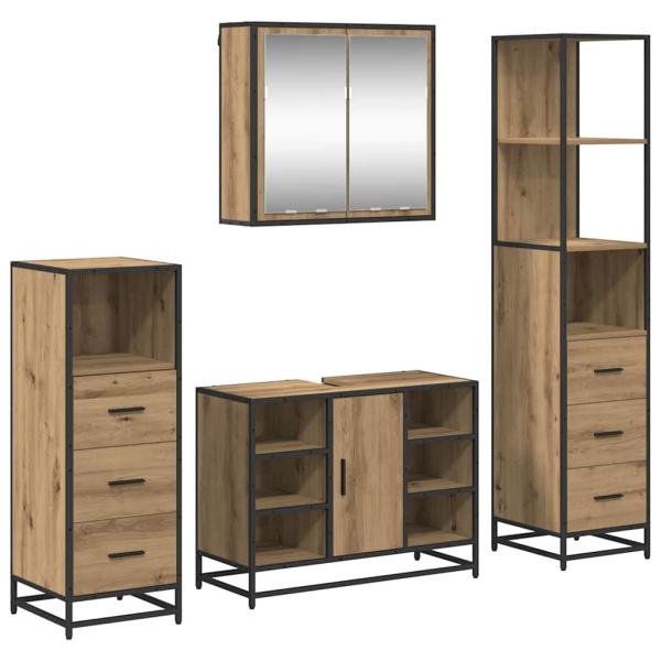 Badezimmermöbel Set mit Tür 4 pcs Artisan-Eiche 80 x 33 x 60 cm
