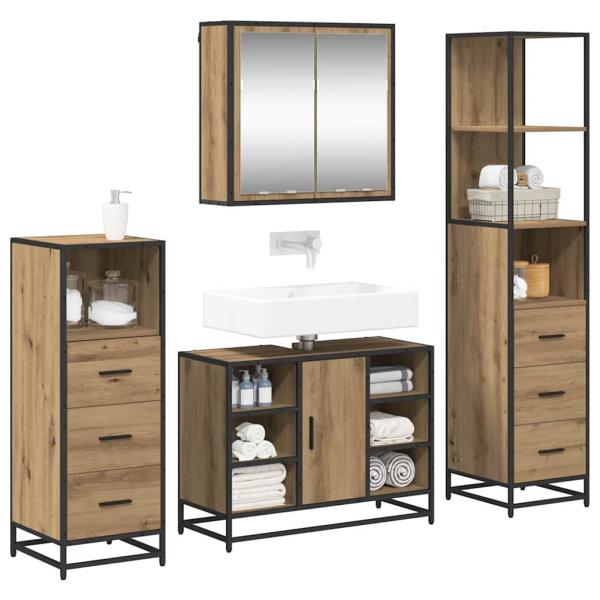Badezimmermöbel Set mit Tür 4 pcs Artisan-Eiche 80 x 33 x 60 cm