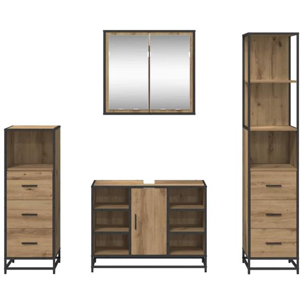 Badezimmermöbel Set mit Tür 4 pcs Artisan-Eiche 80 x 33 x 60 cm