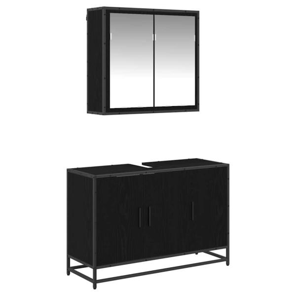 Badezimmermöbel Set 2 pcs Schwarz Eichen-Optik 90 x 33 x 60 cm