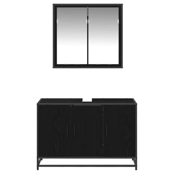 Badezimmermöbel Set 2 pcs Schwarz Eichen-Optik 90 x 33 x 60 cm