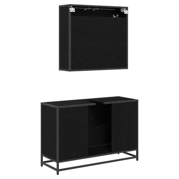 Badezimmermöbel Set 2 pcs Schwarz Eichen-Optik 90 x 33 x 60 cm