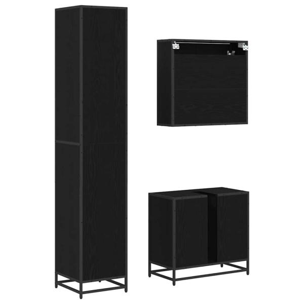 Badezimmermöbel Set 3 pcs Schwarz Eichen-Optik 65 x 33 x 60 cm