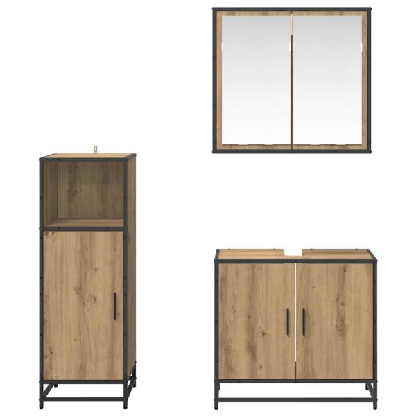 Badezimmermöbel Set mit Tür 3 pcs Artisan-Eiche 60 x 33 x 60 cm