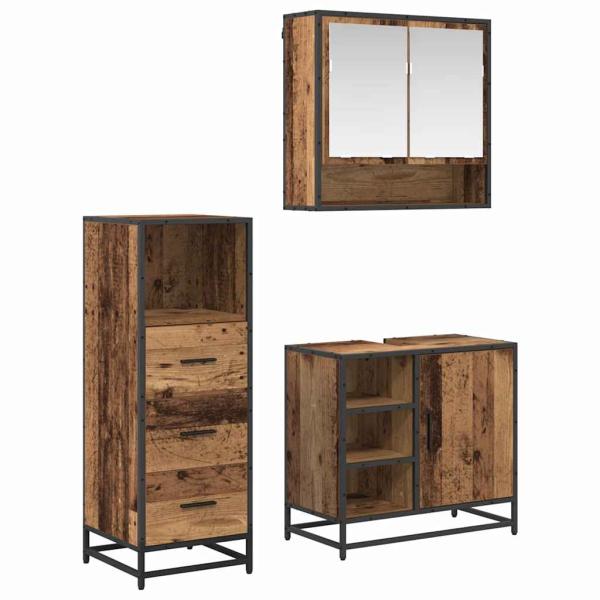 ARDEBO.de - Badezimmermöbel Set 3 pcs Altholz 65 x 33 x 60 cm Holzwerkstoff