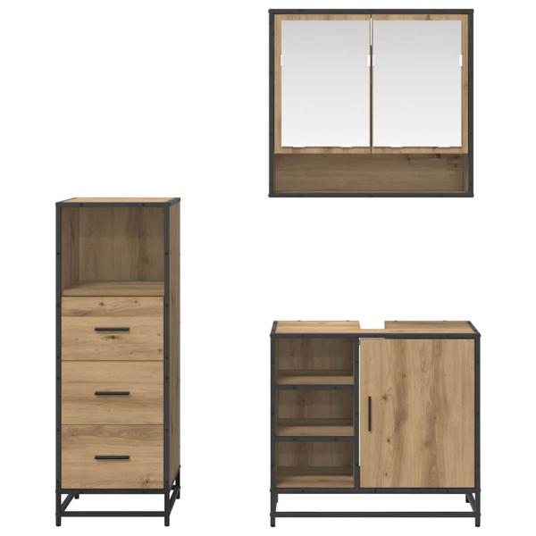 Badezimmermöbel Set mit Tür 3 pcs Artisan-Eiche 65 x 33 x 60 cm