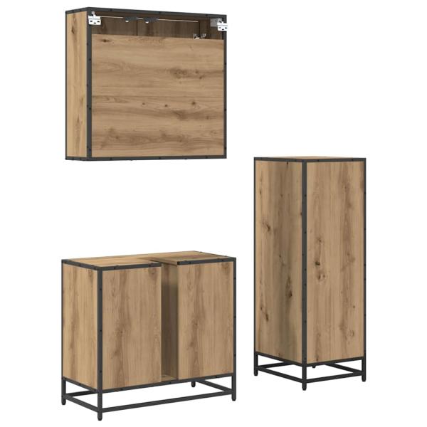 Badezimmermöbel Set mit Tür 3 pcs Artisan-Eiche 65 x 33 x 60 cm