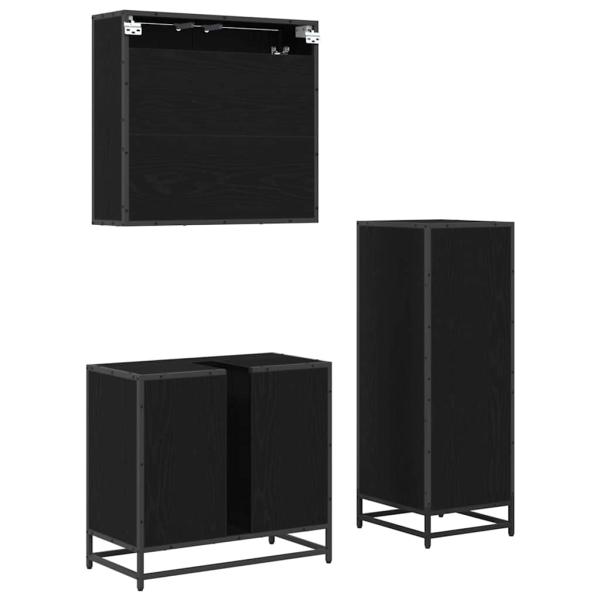 Badezimmermöbel Set 3 pcs Schwarz Eichen-Optik 65 x 33 x 60 cm